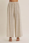 Gentle Breeze Floral Stripe Wide-Leg Pants With Pockets