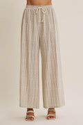 Gentle Breeze Floral Stripe Wide-Leg Pants With Pockets by Boutique 23