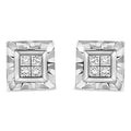 .925 Sterling Silver 1/6 Cttw Invisible Set Princess-Cut Diamond Quad Composite Stud Earrings (H-I Color, I1-I2 Clarity) by Bids.com
