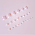 ZIFANHU 24 Pcs White French Press On Toenails Pink Flower Design Plastic by Deal US