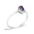 10K White Gold 5X3MM Oval Purple Amethyst and Diamond Accent Halo Ring (I-J Color, I1-I2 Clarity) - Ring Size 6.5 by Bids.com
