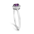 10K White Gold 5X3MM Oval Purple Amethyst and Diamond Accent Halo Ring (I-J Color, I1-I2 Clarity) - Ring Size 6.5 by Bids.com