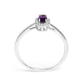 10K White Gold 5X3MM Oval Purple Amethyst and Diamond Accent Halo Ring (I-J Color, I1-I2 Clarity) - Ring Size 6.5 by Bids.com