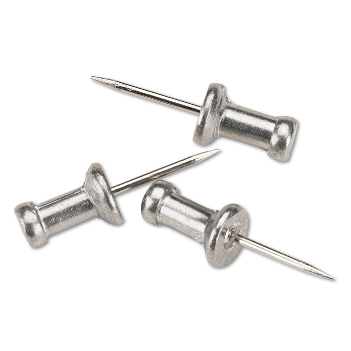 GEM Aluminum Head Push Pins, Aluminum, Silver, 0.5", 100/Box