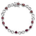 Genuine Garnet Silver Link Infinity Heart Bracelet by Fine Color Jewels
