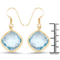 14K Yellow Gold Plated 29.00 Carat Genuine Blue Topaz .925 Sterling Silver Earrings by Bids.com