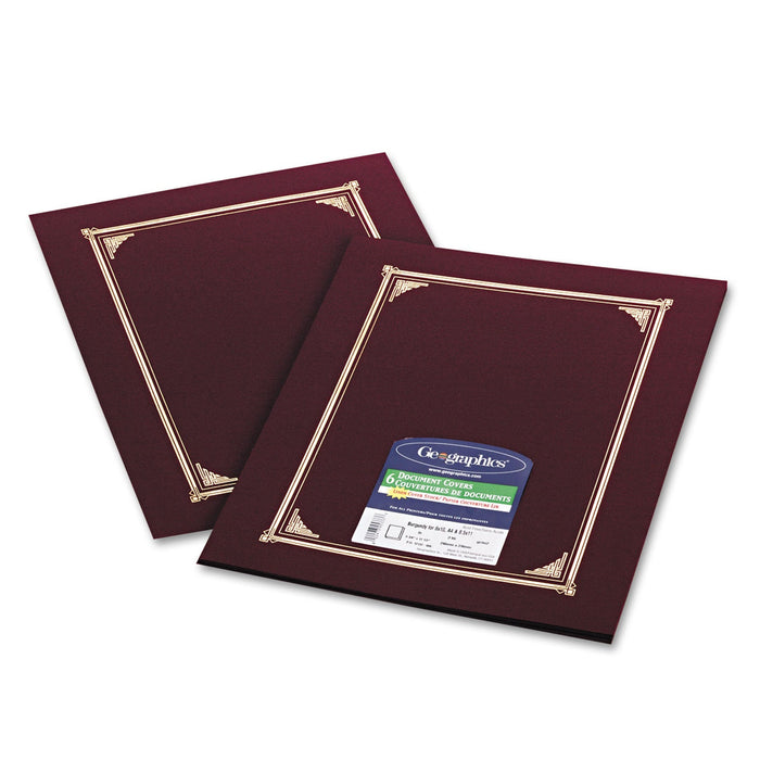 Geographics Certificate/Document Cover, 12.5 x 9.75, Burgundy, 6/Pack