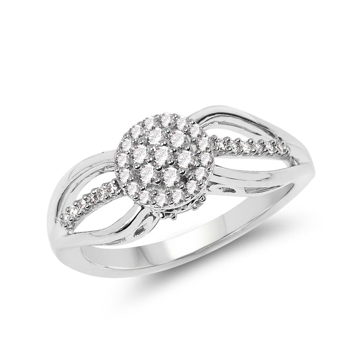 0.25 Carat Genuine White Diamond 14K White Gold Ring (E-F Color, SI Clarity) by Bids.com