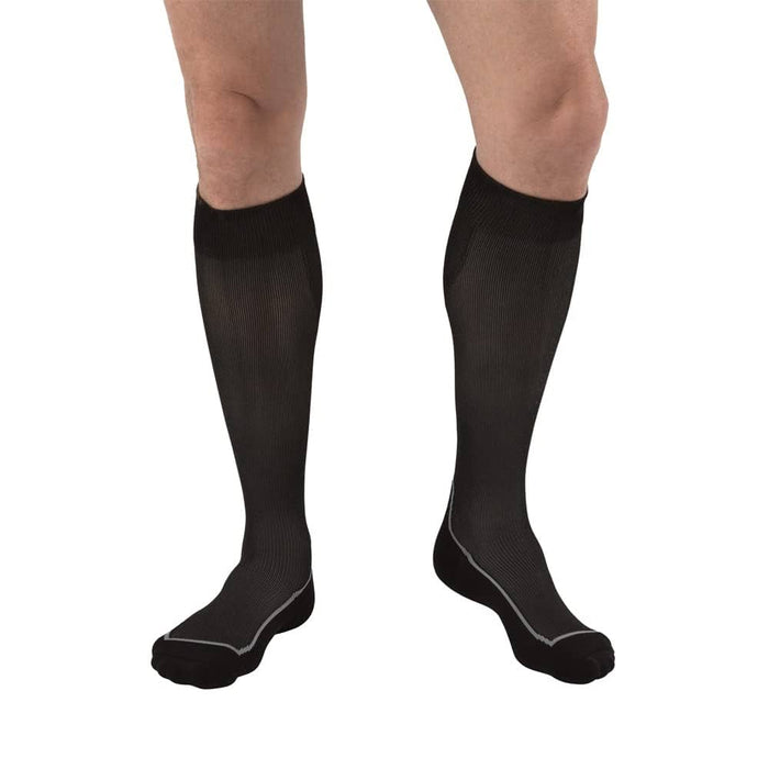 GNP Unisex Knee-High Compression Socks (15-20 mmHg), Black/Grey Argyle, Large by Pasteur Pharmacy
