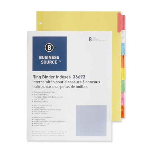 Business Source Insertable Tab Ring Binder Indexes 1.5" Tabs 11x8.5 Multi 25ct by Deal US
