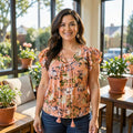 Inc Plus Size Cotton Lace-up Flutter Top, Size OX by Vanessa Jane