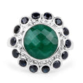 6.88 Carat Dyed Emerald & Blue Sapphire .925 Sterling Silver Ring by Bids.com