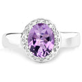 1.68 Carat Genuine Amethyst and White Topaz .925 Sterling Silver Ring by Bids.com