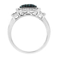 Black Rhodium Plated .925 Sterling Silver 1/2 Cttw White & Blue Diamond Square Halo Cocktail Ring (Fancy Blue & H-I Color, I2-I3 Clarity) - SIze 6 by Bids.com