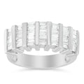 .925 Sterling Silver 1.0 Cttw Baguette Cut Diamond Vertical Channel Fluted Multi-Row Unisex Fashion Wedding Ring (H-I Color, I1-I2 Clarity) - Size 6-3/4 by Bids.com