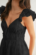 Chiffon Flutter Embroidered Sleeve Mini Dress by Boutique 23