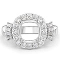 0.73 Carat Genuine White Diamond 14K White Gold Semi Mount Ring - holds 8x8mm Cushion Gemstone by Bids.com