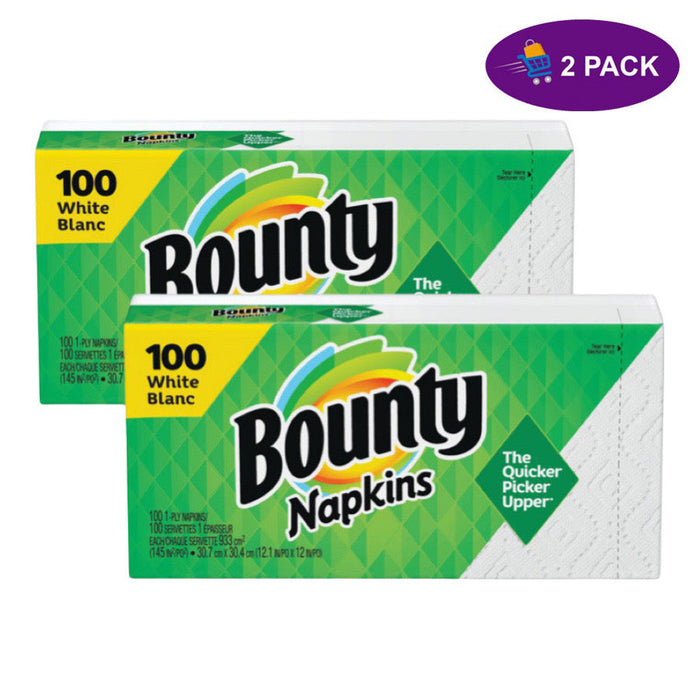 Bounty Quilted Napkins - 1 Ply - 12.10" X 12" - White - Paper - Soft - 100 / Pack by Pasteur Pharmacy
