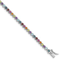 3.79 Ct Round Multicolor Multi-Gemstone Prong Sterling Silver Tennis Bracelet by Fine Color Jewels