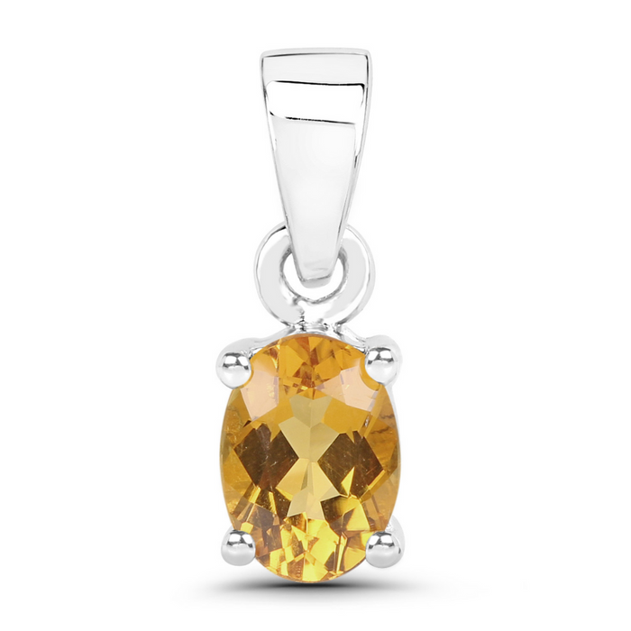 Genuine Citrine Solitaire Pendant by Fine Color Jewels