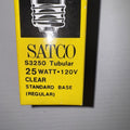 Vintage Satco S3250 Tubular Light Bulb, 25W 120V, Clear Standard Base by Price Is Right Miami