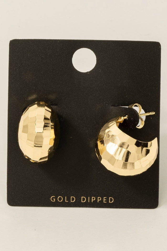 Gold Dipped Geometric Round Hoop Earrings by Boutique 23