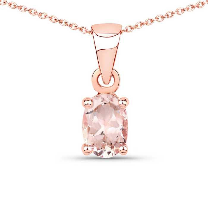 Genuine Morganite Solitaire Necklace by Fine Color Jewels