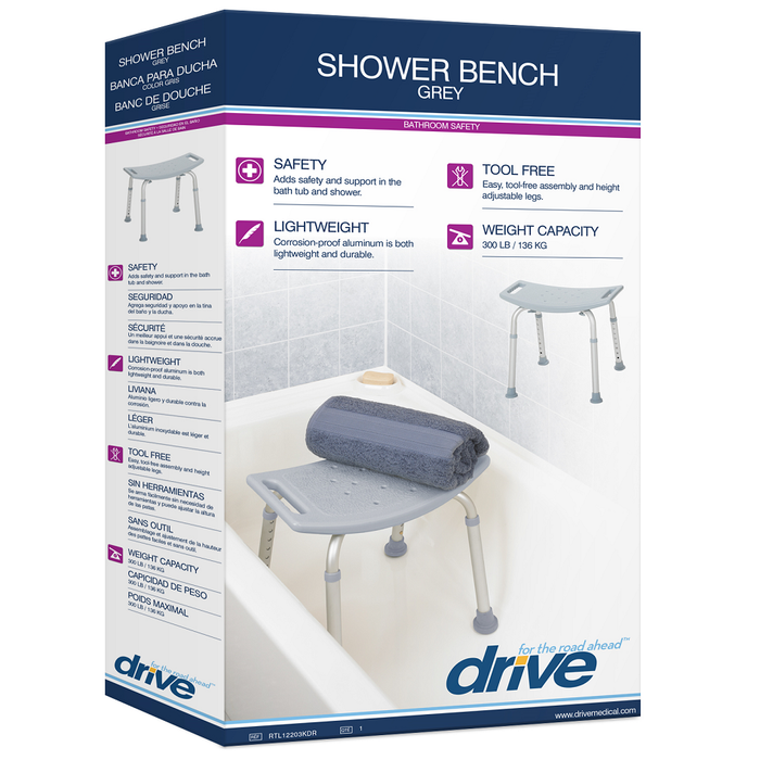 Drive Medical Bathroom Safety Shower Tub Bench Chair, Gray by Pasteur Pharmacy