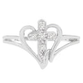 10K White Gold Diamond-Accented Cross & Open Heart Promise Fashion Ring (H-I Color, I1-I2 Clarity) - Size 7 by Bids.com