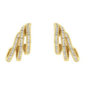 10K Yellow Gold 1.0 Cttw Round Brilliant Cut Diamond Spiral Multi Row Channel Set Open Hoop Pushback Stud Earrings (H-I Color, I1-I2 Clarity) by Bids.com