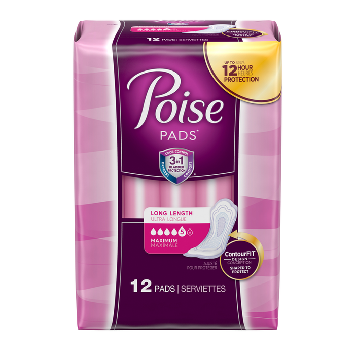 Poise Incontinence Pads, Maximum Absorbency, Long by Pasteur Pharmacy