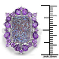 5.97 Carat Genuine Drusy Quartz and Amethyst .925 Sterling Silver Ring by Bids.com
