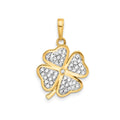 14K Yellow Gold Four Leaf Clover Charm Pendant by Fine Color Jewels