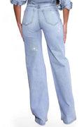 Iridescent High-Rise Rhinestone Wide Leg Jeans by The House of Stylez