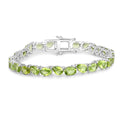 Green Peridot Prong Silver Box Clasp Tennis Bracelet by Fine Color Jewels