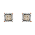 10K Two-Toned Princess-Cut Composite Diamond Stud Earrings (1/2 cttw, J-K Color, I1-I2 Clarity) by Bids.com