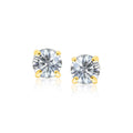 14k Yellow Gold Stud Earrings with White Hue Faceted Cubic Zirconia by Bids.com