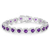 9.03 Ct Heart Purple Amethyst Prong Sterling Silver Tennis Bracelet