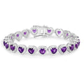9.03 Ct Heart Purple Amethyst Prong Sterling Silver Tennis Bracelet by Fine Color Jewels