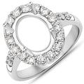 0.60 Carat Genuine White Diamond 14K White Gold Semi Mount Ring - holds 10x8mm Oval Gemstone by Bids.com