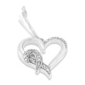 Sterling Silver Round Cut Diamond Heart Dangle Earrings (0.09 cttw, H-I Color, I1-I2 Clarity) by Bids.com