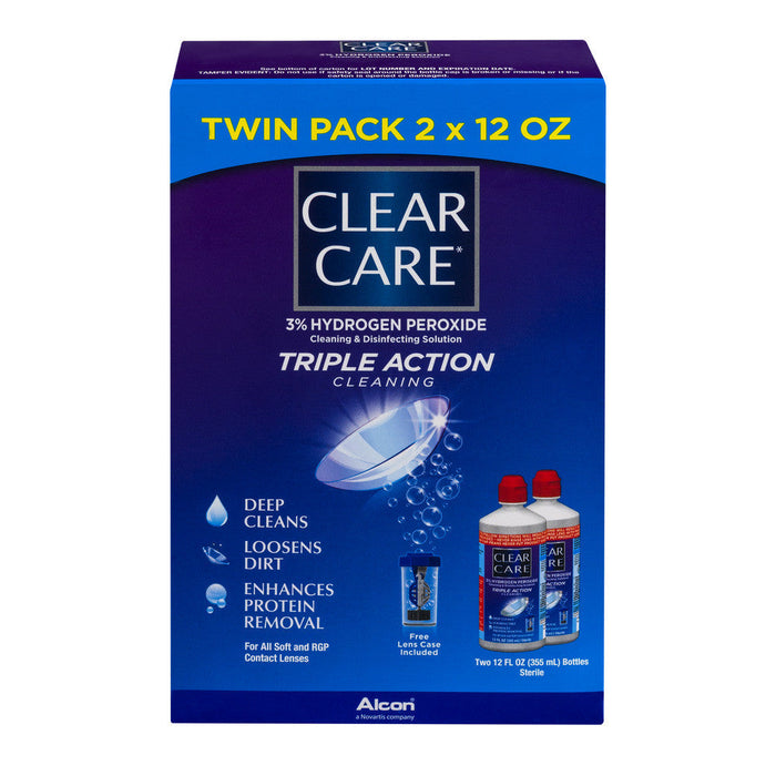 Clear Care Triple Action Cleaning & Disinfectant Solution Twin Pack, 12 Fl Oz by Pasteur Pharmacy
