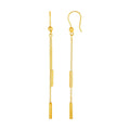 Textured Bar Long Drop Earrings in 14k Yellow Gold by Bids.com