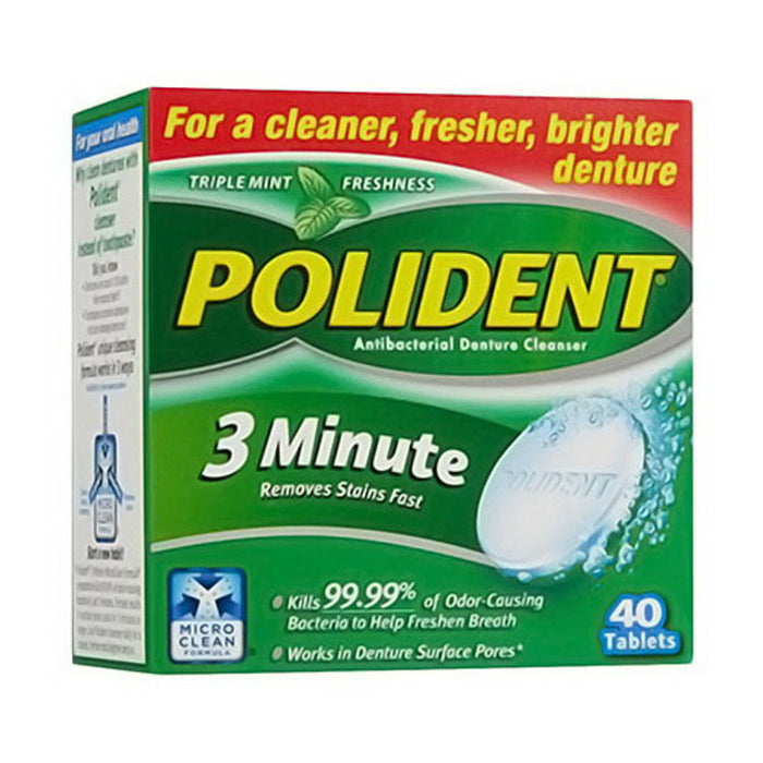 Polident 3 Minute Triple Mint Antibacterial Denture Cleanser Tablets by Pasteur Pharmacy