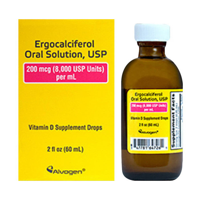 Alvogen Ergocalciferol Oral Solution USP Vitamin D Supplement Drops, 2 Oz by Pasteur Pharmacy