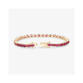 9.18 Ct Oval Pink Ruby Prong 10K Gold Inline Tennis Bracelet by Fine Color Jewels