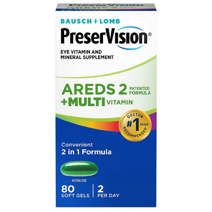 PreserVision AREDS 2 Formula + MultiVitamin Vitamin & Mineral Supplement 80 Ct Soft Gels by Pasteur Pharmacy