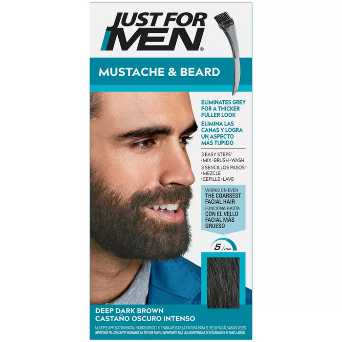 Just For Men Mustache & Beard Brush-In Color, Deep Dark Brown M-46 by Pasteur Pharmacy