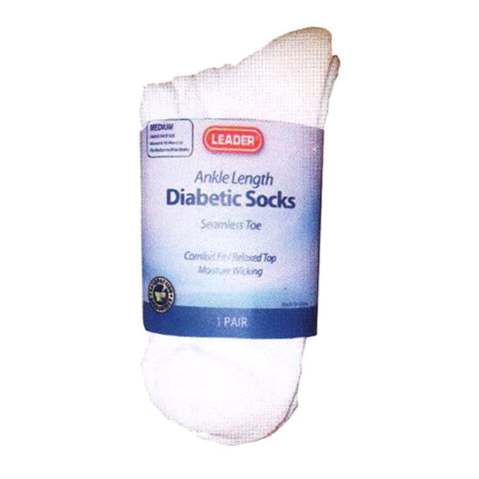 Leader Diabetic Sock Crew White Large 1 Pr by Pasteur Pharmacy
