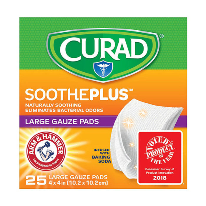 Curad Soothe plus Gauze Pads Large 4x4 In 25Ct by Pasteur Pharmacy